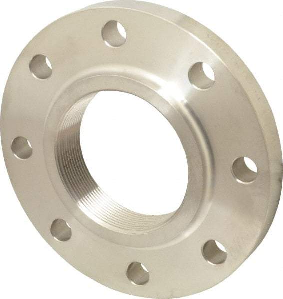 Merit Brass - 4" Pipe, 9" OD, Stainless Steel, Threaded Pipe Flange - 7-1/2" Across Bolt Hole Centers, 3/4" Bolt Hole, 150 psi, Grades 316 & 316L - Americas Industrial Supply