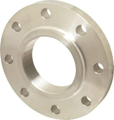 Merit Brass - 4" Pipe, 9" OD, Stainless Steel, Threaded Pipe Flange - 7-1/2" Across Bolt Hole Centers, 3/4" Bolt Hole, 150 psi, Grades 316 & 316L - Americas Industrial Supply