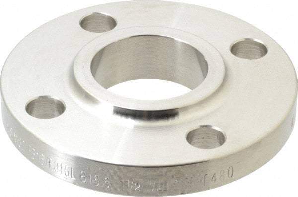 Merit Brass - 1-1/2" Pipe, 5" OD, Stainless Steel, Slip On Pipe Flange - 3-7/8" Across Bolt Hole Centers, 5/8" Bolt Hole, 150 psi, Grades 316 & 316L - Americas Industrial Supply