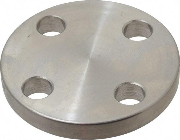 Merit Brass - 3/4" Pipe, 3-7/8" OD, Stainless Steel, Blind Pipe Flange - 2-3/4" Across Bolt Hole Centers, 5/8" Bolt Hole, 150 psi, Grades 316 & 316L - Americas Industrial Supply