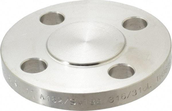 Merit Brass - 1" Pipe, 4-1/4" OD, Stainless Steel, Blind Pipe Flange - 3-1/8" Across Bolt Hole Centers, 5/8" Bolt Hole, 150 psi, Grades 316 & 316L - Americas Industrial Supply