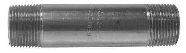 Merit Brass - Schedule 80, 1-1/2" Pipe x 5" Long, Grade 316/316L Stainless Steel Pipe Nipple - Seamless & Threaded - Americas Industrial Supply