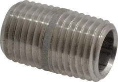 Merit Brass - Schedule 40, 1/4" Pipe x 7/8" Long, Grade 304/304L Stainless Steel Pipe Nipple - Welded & Threaded - Americas Industrial Supply