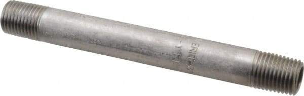 Merit Brass - Schedule 40, 1/4" Pipe x 4-1/2" Long, Grade 304/304L Stainless Steel Pipe Nipple - Welded & Threaded - Americas Industrial Supply