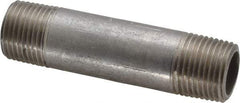 Merit Brass - Schedule 40, 3/8" Pipe x 2-1/2" Long, Grade 304/304L Stainless Steel Pipe Nipple - Welded & Threaded - Americas Industrial Supply