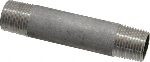 Merit Brass - Schedule 40, 3/8" Pipe x 3" Long, Grade 304/304L Stainless Steel Pipe Nipple - Welded & Threaded - Americas Industrial Supply