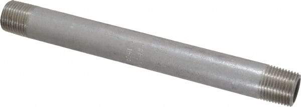 Merit Brass - Schedule 40, 3/8" Pipe x 6" Long, Grade 304/304L Stainless Steel Pipe Nipple - Welded & Threaded - Americas Industrial Supply