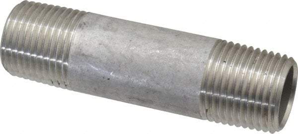 Merit Brass - Schedule 40, 1/2" Pipe x 3" Long, Grade 304/304L Stainless Steel Pipe Nipple - Welded & Threaded - Americas Industrial Supply