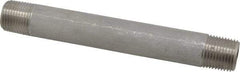 Merit Brass - Schedule 40, 1/2" Pipe x 6" Long, Grade 304/304L Stainless Steel Pipe Nipple - Welded & Threaded - Americas Industrial Supply