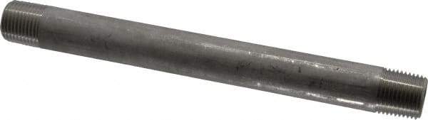 Merit Brass - Schedule 40, 1/2" Pipe x 8" Long, Grade 304/304L Stainless Steel Pipe Nipple - Welded & Threaded - Americas Industrial Supply