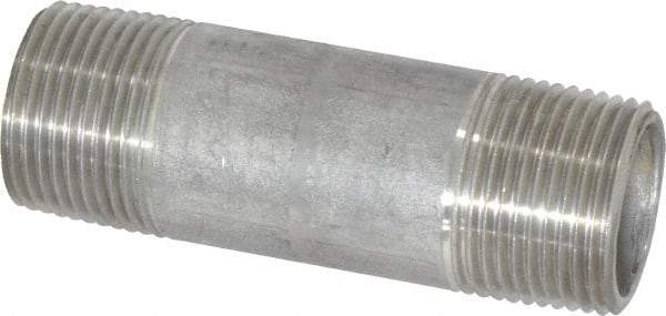 Merit Brass - Schedule 40, 3/4" Pipe x 3" Long, Grade 304/304L Stainless Steel Pipe Nipple - Welded & Threaded - Americas Industrial Supply