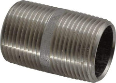 Merit Brass - Schedule 40, 1" Pipe x 2" Long, Grade 304/304L Stainless Steel Pipe Nipple - Welded & Threaded - Americas Industrial Supply