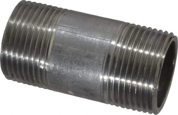 Merit Brass - Schedule 40, 1" Pipe x 2-1/2" Long, Grade 304/304L Stainless Steel Pipe Nipple - Welded & Threaded - Americas Industrial Supply