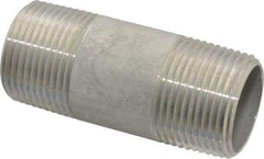 Merit Brass - Schedule 40, 1" Pipe x 3" Long, Grade 304/304L Stainless Steel Pipe Nipple - Welded & Threaded - Americas Industrial Supply