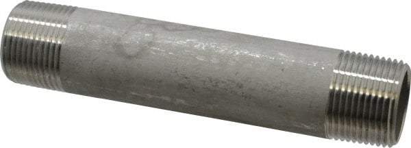 Merit Brass - Schedule 40, 1" Pipe x 6" Long, Grade 304/304L Stainless Steel Pipe Nipple - Welded & Threaded - Americas Industrial Supply