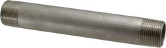 Merit Brass - Schedule 40, 1" Pipe x 8" Long, Grade 304/304L Stainless Steel Pipe Nipple - Welded & Threaded - Americas Industrial Supply