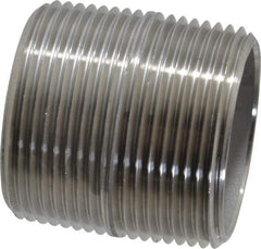 Merit Brass - Schedule 40, 1-1/4" Pipe x 1-5/8" Long, Grade 304/304L Stainless Steel Pipe Nipple - Welded & Threaded - Americas Industrial Supply