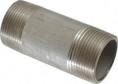 Merit Brass - Schedule 40, 1-1/4" Pipe x 3-1/2" Long, Grade 304/304L Stainless Steel Pipe Nipple - Welded & Threaded - Americas Industrial Supply