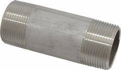 Merit Brass - Schedule 40, 1-1/4" Pipe x 4" Long, Grade 304/304L Stainless Steel Pipe Nipple - Welded & Threaded - Americas Industrial Supply