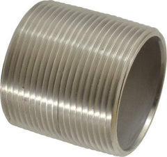 Merit Brass - Schedule 40, 1-1/2" Pipe x 1-3/4" Long, Grade 304/304L Stainless Steel Pipe Nipple - Welded & Threaded - Americas Industrial Supply