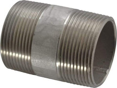 Merit Brass - Schedule 40, 1-1/2" Pipe x 2-1/2" Long, Grade 304/304L Stainless Steel Pipe Nipple - Welded & Threaded - Americas Industrial Supply