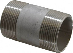 Merit Brass - Schedule 40, 1-1/2" Pipe x 3" Long, Grade 304/304L Stainless Steel Pipe Nipple - Welded & Threaded - Americas Industrial Supply