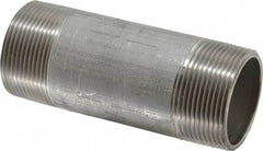 Merit Brass - Schedule 40, 1-1/2" Pipe x 4-1/2" Long, Grade 304/304L Stainless Steel Pipe Nipple - Welded & Threaded - Americas Industrial Supply