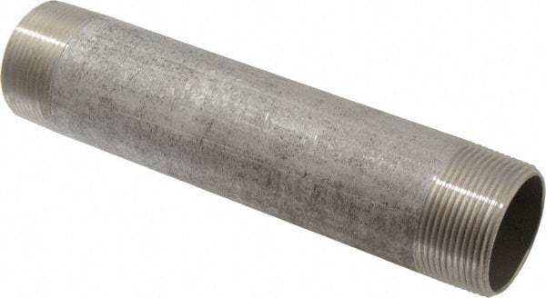 Merit Brass - Schedule 40, 1-1/2" Pipe x 8" Long, Grade 304/304L Stainless Steel Pipe Nipple - Welded & Threaded - Americas Industrial Supply