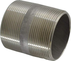 Merit Brass - Schedule 40, 2" Pipe x 2-1/2" Long, Grade 304/304L Stainless Steel Pipe Nipple - Welded & Threaded - Americas Industrial Supply