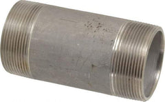 Merit Brass - Schedule 40, 2" Pipe x 4-1/2" Long, Grade 304/304L Stainless Steel Pipe Nipple - Welded & Threaded - Americas Industrial Supply