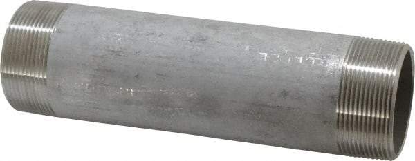 Merit Brass - Schedule 40, 2" Pipe x 8" Long, Grade 304/304L Stainless Steel Pipe Nipple - Welded & Threaded - Americas Industrial Supply