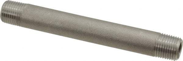 Merit Brass - Schedule 40, 1/8" Pipe x 3" Long, Grade 316/316L Stainless Steel Pipe Nipple - Welded & Threaded - Americas Industrial Supply