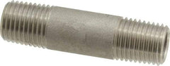 Merit Brass - Schedule 40, 1/4" Pipe x 2" Long, Grade 316/316L Stainless Steel Pipe Nipple - Welded & Threaded - Americas Industrial Supply