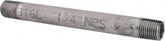 Merit Brass - Schedule 40, 1/4" Pipe x 5" Long, Grade 316/316L Stainless Steel Pipe Nipple - Welded & Threaded - Americas Industrial Supply