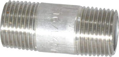 Merit Brass - Schedule 40, 3/8" Pipe x 1-1/2" Long, Grade 316/316L Stainless Steel Pipe Nipple - Welded & Threaded - Americas Industrial Supply