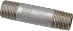 Merit Brass - Schedule 40, 3/8" Pipe x 2-1/2" Long, Grade 316/316L Stainless Steel Pipe Nipple - Welded & Threaded - Americas Industrial Supply