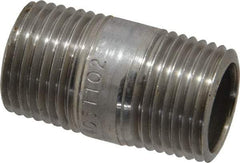 Merit Brass - Schedule 40, 1/2" Pipe x 1-1/2" Long, Grade 316/316L Stainless Steel Pipe Nipple - Welded & Threaded - Americas Industrial Supply