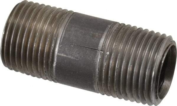 Merit Brass - Schedule 40, 1/2" Pipe x 2" Long, Grade 316/316L Stainless Steel Pipe Nipple - Welded & Threaded - Americas Industrial Supply