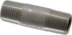 Merit Brass - Schedule 40, 1/2" Pipe x 2-1/2" Long, Grade 316/316L Stainless Steel Pipe Nipple - Welded & Threaded - Americas Industrial Supply