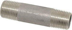 Merit Brass - Schedule 40, 1/2" Pipe x 3" Long, Grade 316/316L Stainless Steel Pipe Nipple - Welded & Threaded - Americas Industrial Supply