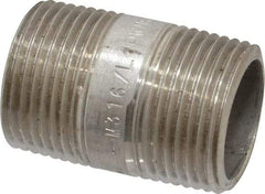 Merit Brass - Schedule 40, 3/4" Pipe x 1-1/2" Long, Grade 316/316L Stainless Steel Pipe Nipple - Welded & Threaded - Americas Industrial Supply