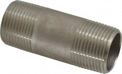 Merit Brass - Schedule 40, 3/4" Pipe x 2-1/2" Long, Grade 316/316L Stainless Steel Pipe Nipple - Welded & Threaded - Americas Industrial Supply