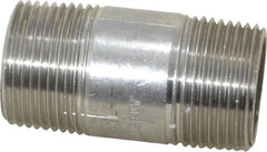 Merit Brass - Schedule 40, 1" Pipe x 2-1/2" Long, Grade 316/316L Stainless Steel Pipe Nipple - Welded & Threaded - Americas Industrial Supply