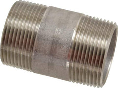 Merit Brass - Schedule 40, 1-1/4" Pipe x 2-1/2" Long, Grade 316/316L Stainless Steel Pipe Nipple - Welded & Threaded - Americas Industrial Supply