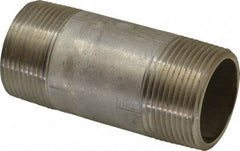 Merit Brass - Schedule 40, 1-1/4" Pipe x 3-1/2" Long, Grade 316/316L Stainless Steel Pipe Nipple - Welded & Threaded - Americas Industrial Supply