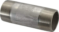 Merit Brass - Schedule 40, 1-1/4" Pipe x 4" Long, Grade 316/316L Stainless Steel Pipe Nipple - Welded & Threaded - Americas Industrial Supply