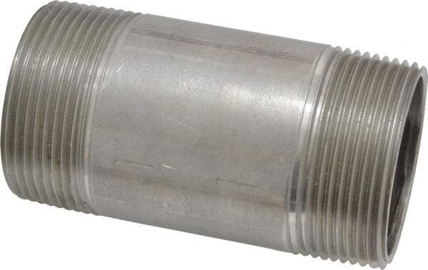 Merit Brass - Schedule 40, 1-1/2" Pipe x 3-1/2" Long, Grade 316/316L Stainless Steel Pipe Nipple - Welded & Threaded - Americas Industrial Supply