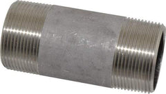 Merit Brass - Schedule 40, 1-1/2" Pipe x 4" Long, Grade 316/316L Stainless Steel Pipe Nipple - Welded & Threaded - Americas Industrial Supply