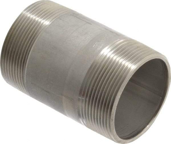 Merit Brass - Schedule 40, 2" Pipe x 3-1/2" Long, Grade 316/316L Stainless Steel Pipe Nipple - Welded & Threaded - Americas Industrial Supply