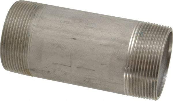 Merit Brass - Schedule 40, 2" Pipe x 5" Long, Grade 316/316L Stainless Steel Pipe Nipple - Welded & Threaded - Americas Industrial Supply